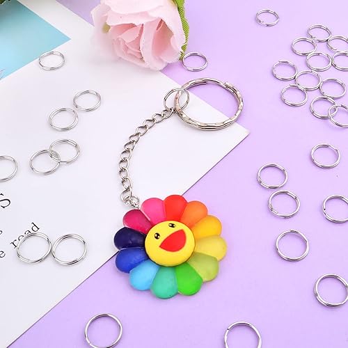 Vista 76 de Aylifu 200 anillos de metal divididos, anillos de salto de doble bucle chapados en níquel de 0.63 pulgadas, pequeños anillos de llavero de cristal