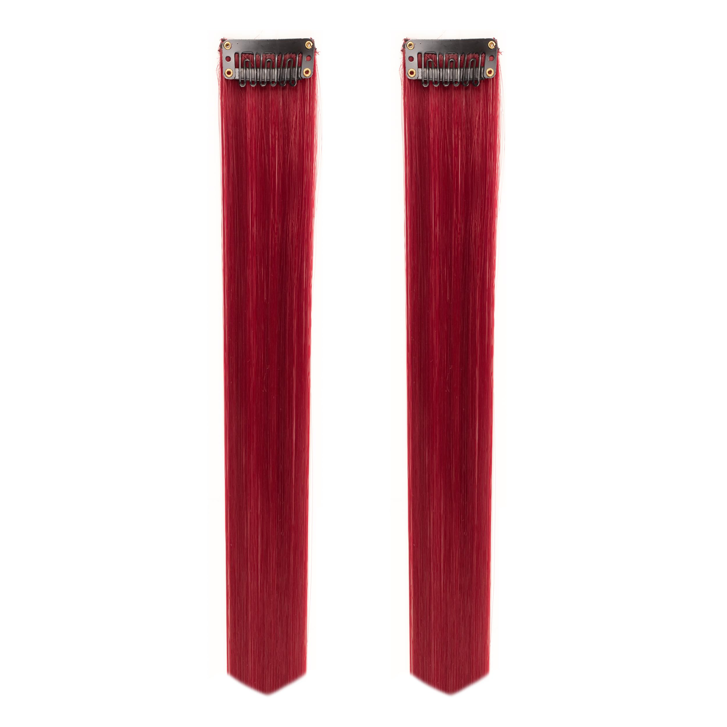 Paradise® Wine Maroon Hair Extensions 22 inches, Pack of 2 Clip-based Straight Colored Hair Streaks for Women & Girls, Party Funky Synthetic Hair Patches-image-24