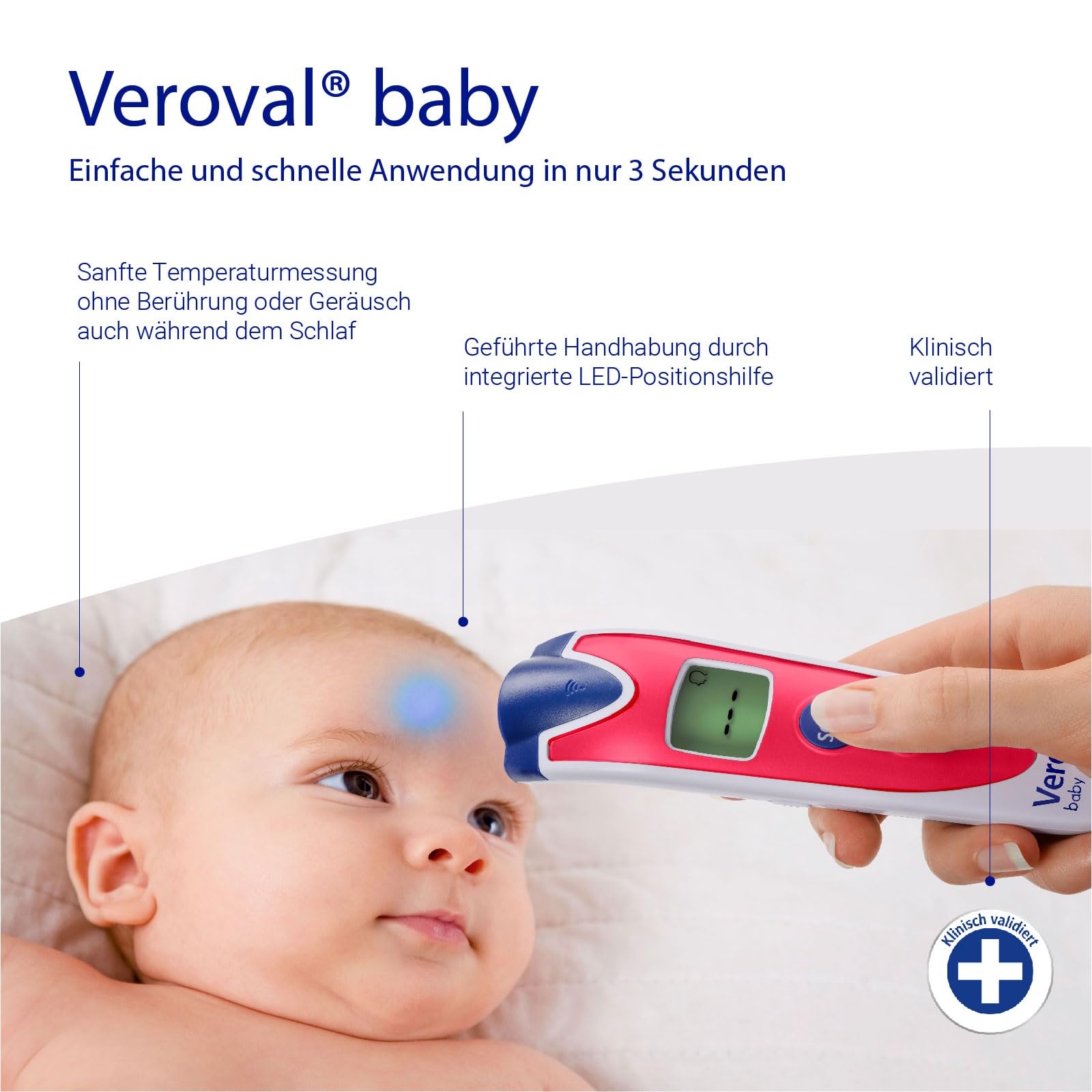 Veroval baby Infrarot-Fieberthermometer, kontaktlos, rot