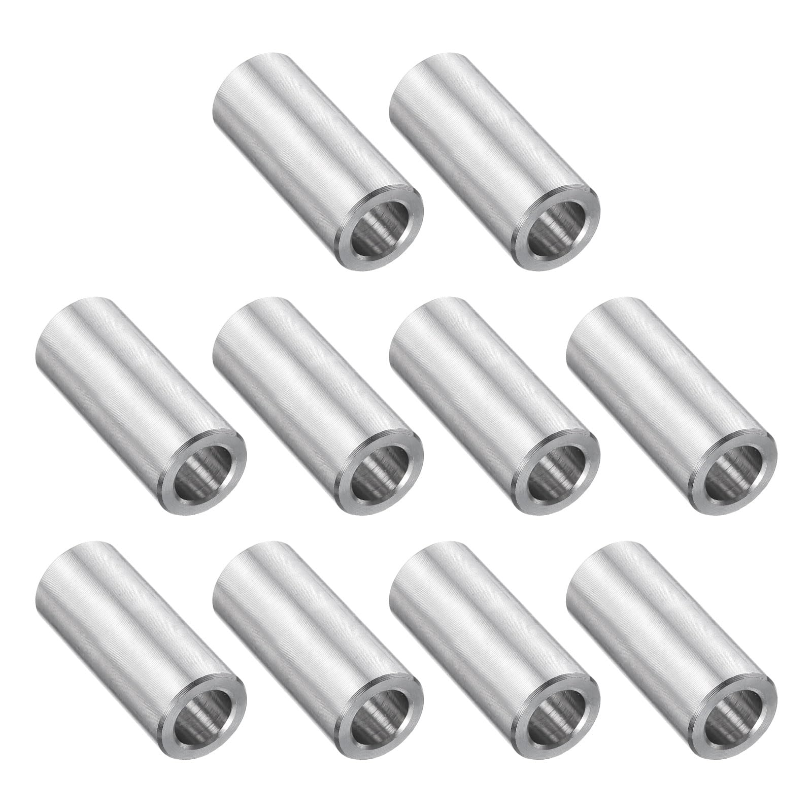 uxcell 10 Pcs Stainless Steel Spacer 5/16" Bore x 1/2" OD x 1" Length Screw Bushing Plain Finish Round Metal Spacer for 5/16" Screws Bolts and Rods