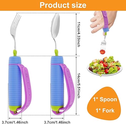 Miniatura 6 de Utensilios adaptativos, utensilios con peso para temblores de manos, parkinson, ancianos, utensilios de artritis con asas antideslizantes para