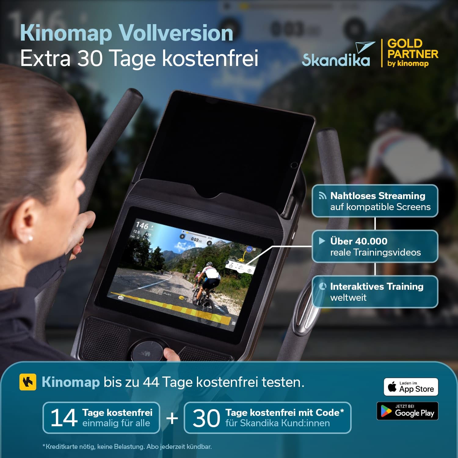 Skandika Ergometer Cykling P15 Heimtrainer Fahrrad mit Touchscreen