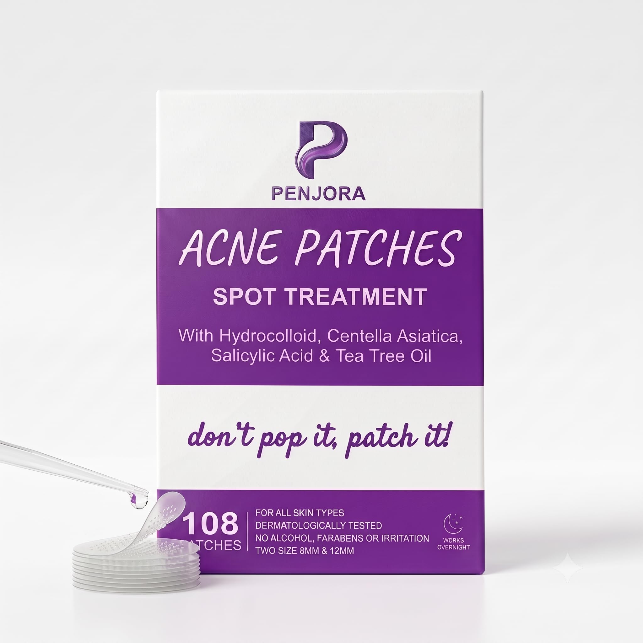 Penjroa Acne Patches, Pimple Patches with Hydrocolloid, Centella Asiatica, Salicylic Acid and Tea Tree Oil-image-11