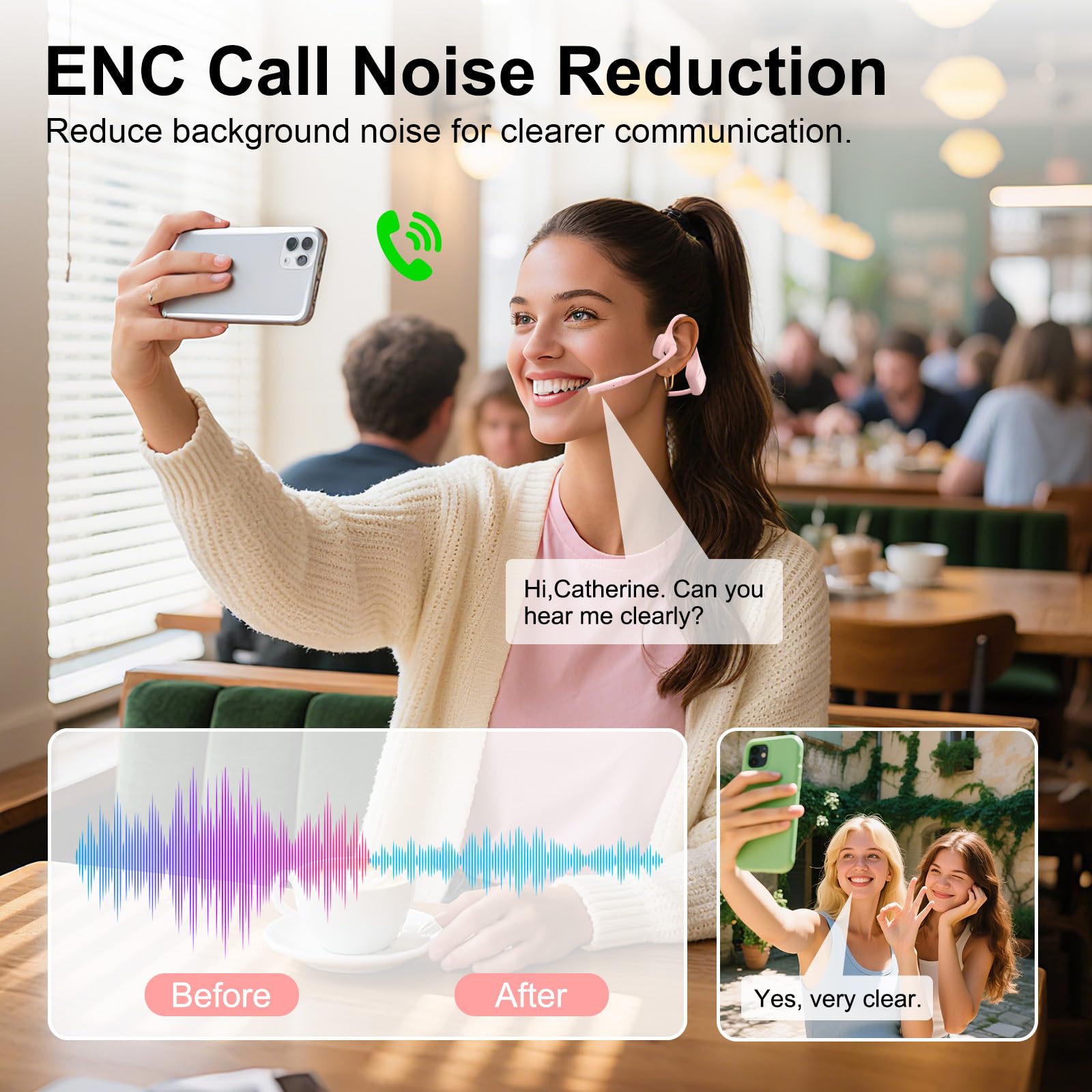Smof Open-Ear Headphones with Mic Bluetooth 5.1 Noise-Canceling - Dettaglio