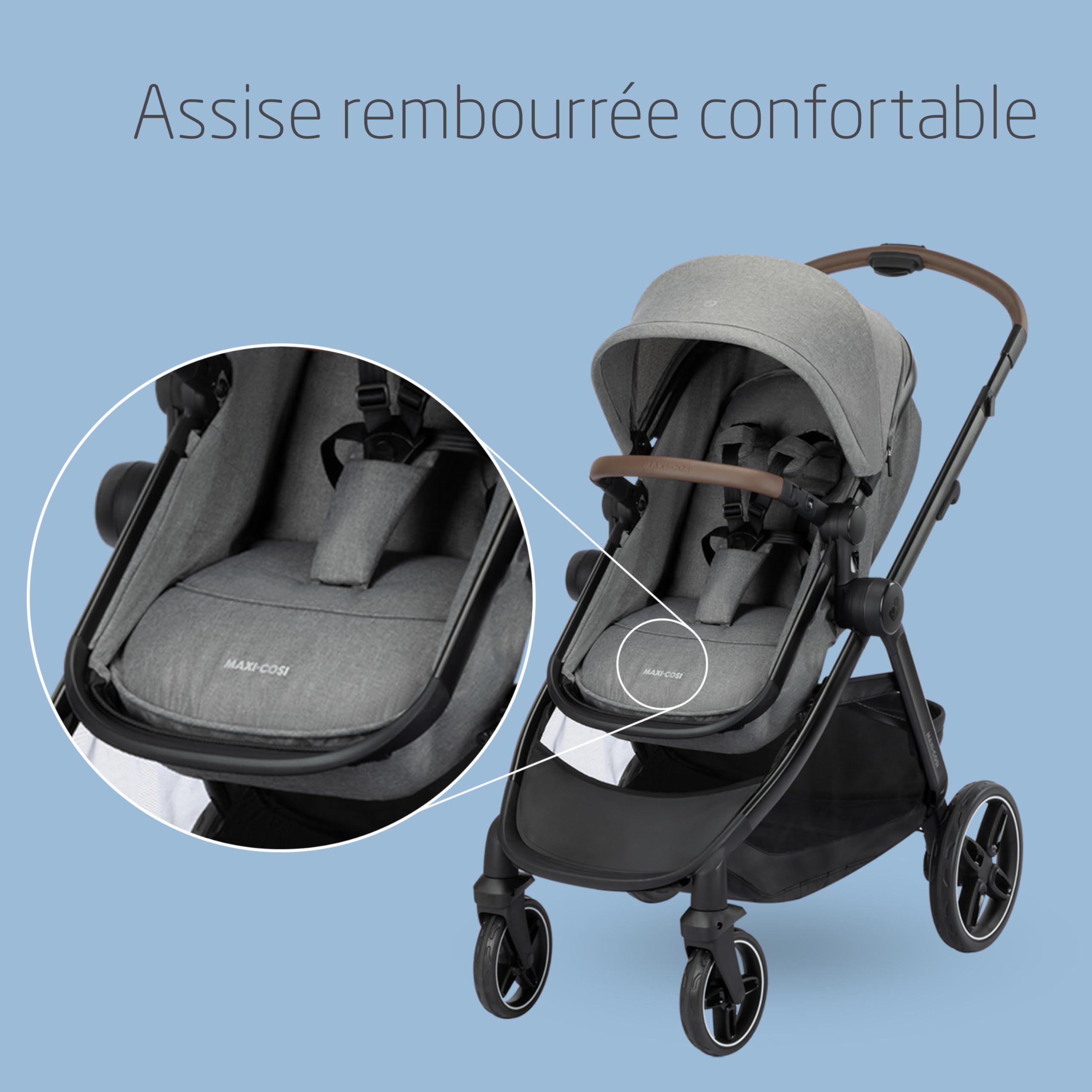 Maxi Cosi Zelia Select Trio, Poussette 3 en 1 Avec Siège auto, 0-4 ans (0-22 kg), Pliage D'une Seule Main, Poussette Trio Compacte et Réversible, Avec Siège auto Bébé CabrioFix S i-Size, Gris