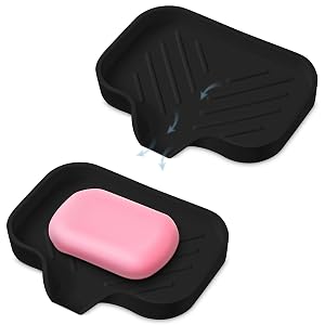 2 PCS Premium Black Self-Draining Soap Bar Holder - Elegant Soap Dish for Shower Bathroom Use - Versatile