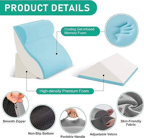 Miniatura 3 de Juego de 4 almohadas de cuña para después de la cirugía, almohada ortopédica de cuña para aliviar el dolor de espalda, sentarse en la cama, reflujo