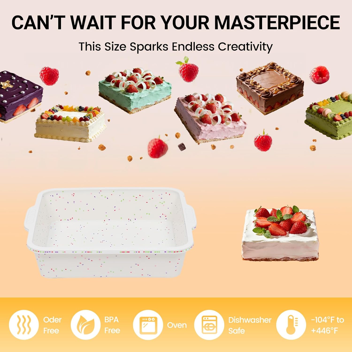 SJ 8 x 8 Inch Silicone Square Cake Pan with Metal Reinforced Frame Set of 2, Nonstick Silicone Cake Molds BPA Free Suitable for making Cakes Brownies Cheesecakes Pie Bread - Image 7
