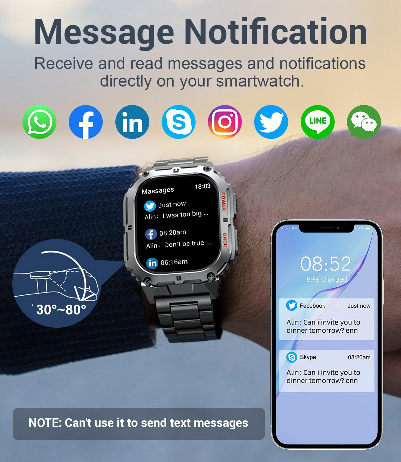 Militaire Smartwatch Heren - Robuust Zwart Horloge Militaire Smartwatch Heren - Robuust Zwart Horloge