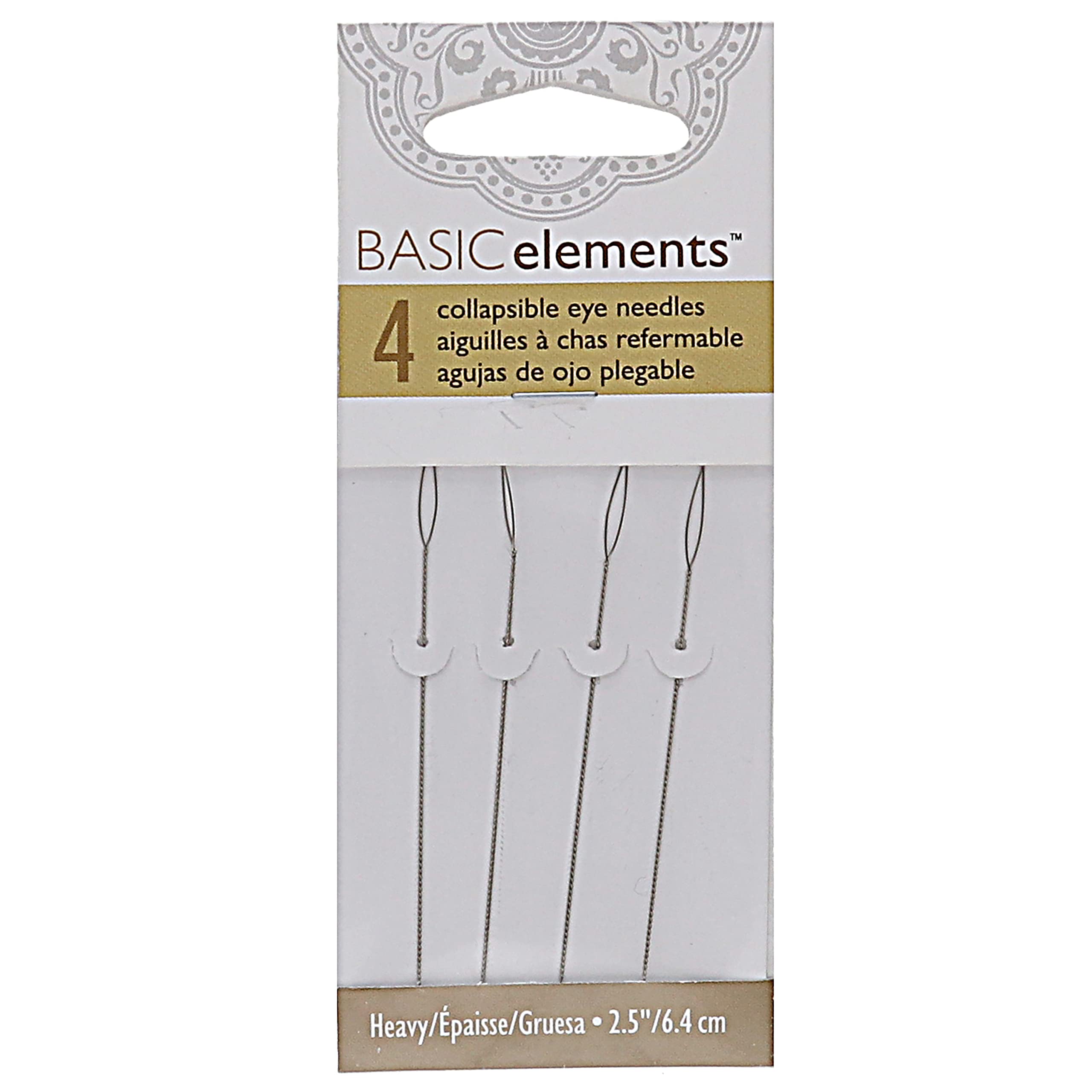 The Beadsmith Basic Elements Collapsible Eye Needles – 2.5 Inch Long – Flexible Twisted Wire – Large Eye, Easy to Thread – 4 Heavy Needles