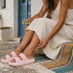 BenSorts Femmes Hommes Oreiller Sandales Ajustables Boucles Diapositives