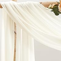 Vista 2 de 30" x 20Ft Wedding Arch Draping Fabric, 1 Panel Ivory Sheer Curtain Drapes Extra Wide & Long Backdrop Curtains for Wedding Arch Ceremony Birthday
