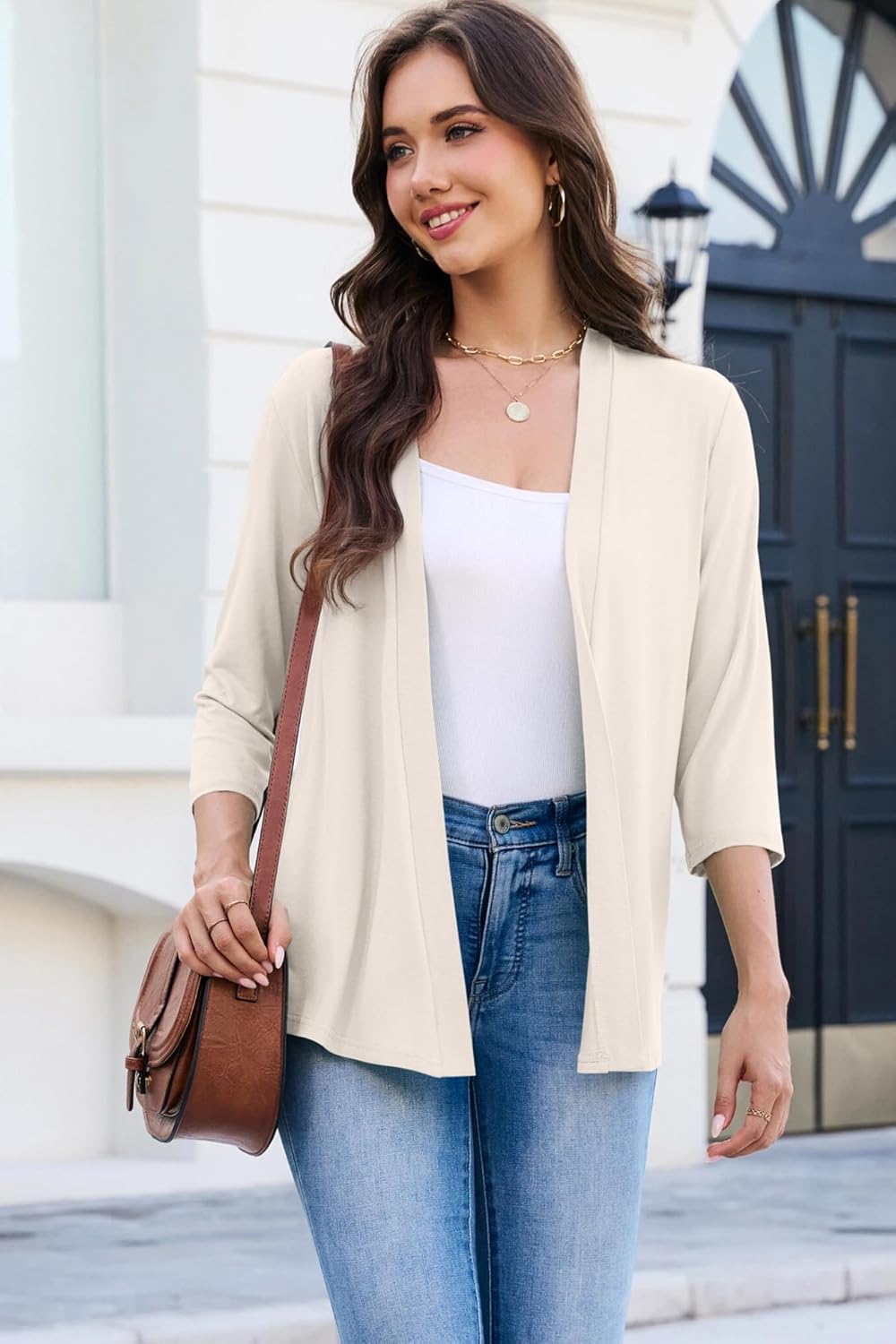 Yekaty 3/4 Sleeve Cardigan for Women Lightweight Open Front Summer Soft Drape Cardigans - Image 6