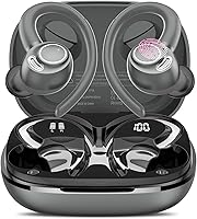 Vista 4 de Auriculares inalámbricos Bluetooth 5.3 deportivos, auriculares inalámbricos 2024 con ganchos para los oídos, graves profundos estéreo de alta