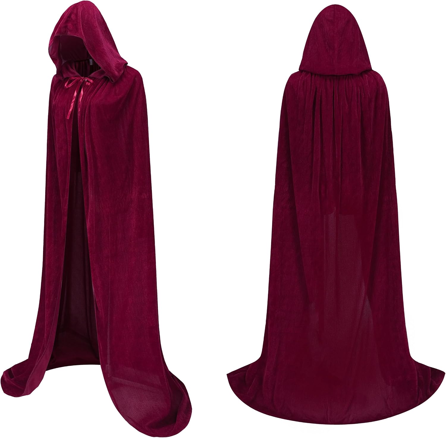 Velvet Hooded Cape for Men Women, Cloak with Hood for Halloween