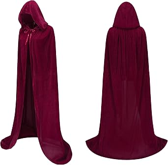Velvet Hooded Cape for Men Women, Cloak with Hood for Halloween