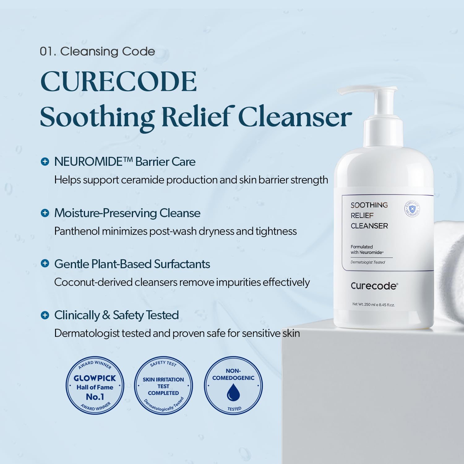 Soothing Relief Cleanser (250ml) - Gentle foaming action with Ceramide for All Skin Types, Microbiome Science, and St. John Formula to soothe sensitive dry skin