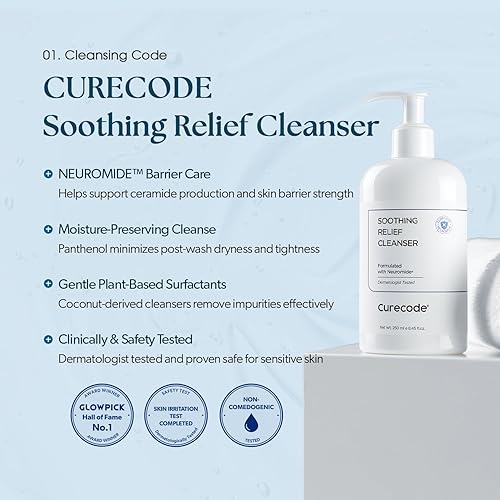 Miniatura 2 de Limpiador calmante para alivio (8.5 fl oz): acción espumosa suave con ceramida para todo tipo de piel, ciencia de microbiomas y fórmula de San Juan