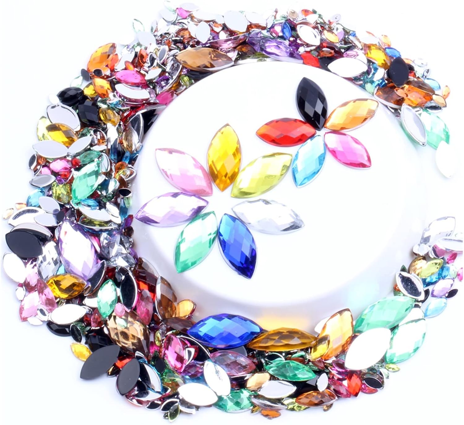 yaoqijie 5x10mm 5000pcs Nail Stickers Marquise Earth Facets Normal Colors Acrylic Rhinestone Strass Nail Art Decorations Lasting (Color : 14 Aquamarine)