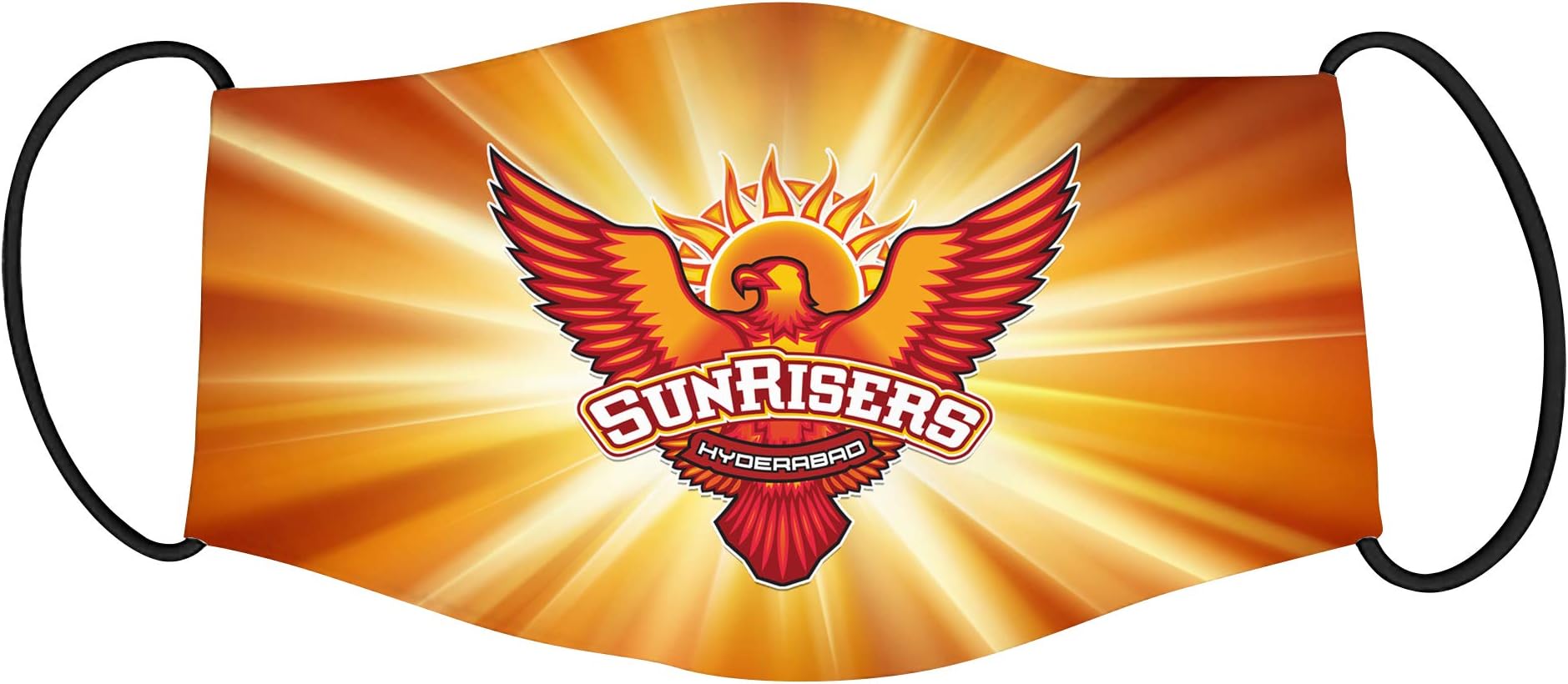 Vista IPL Team Sunrisers Hyderabad Mask -Cotton Reusable Washable Mask Size 20x13 cms with adjustable ear loops