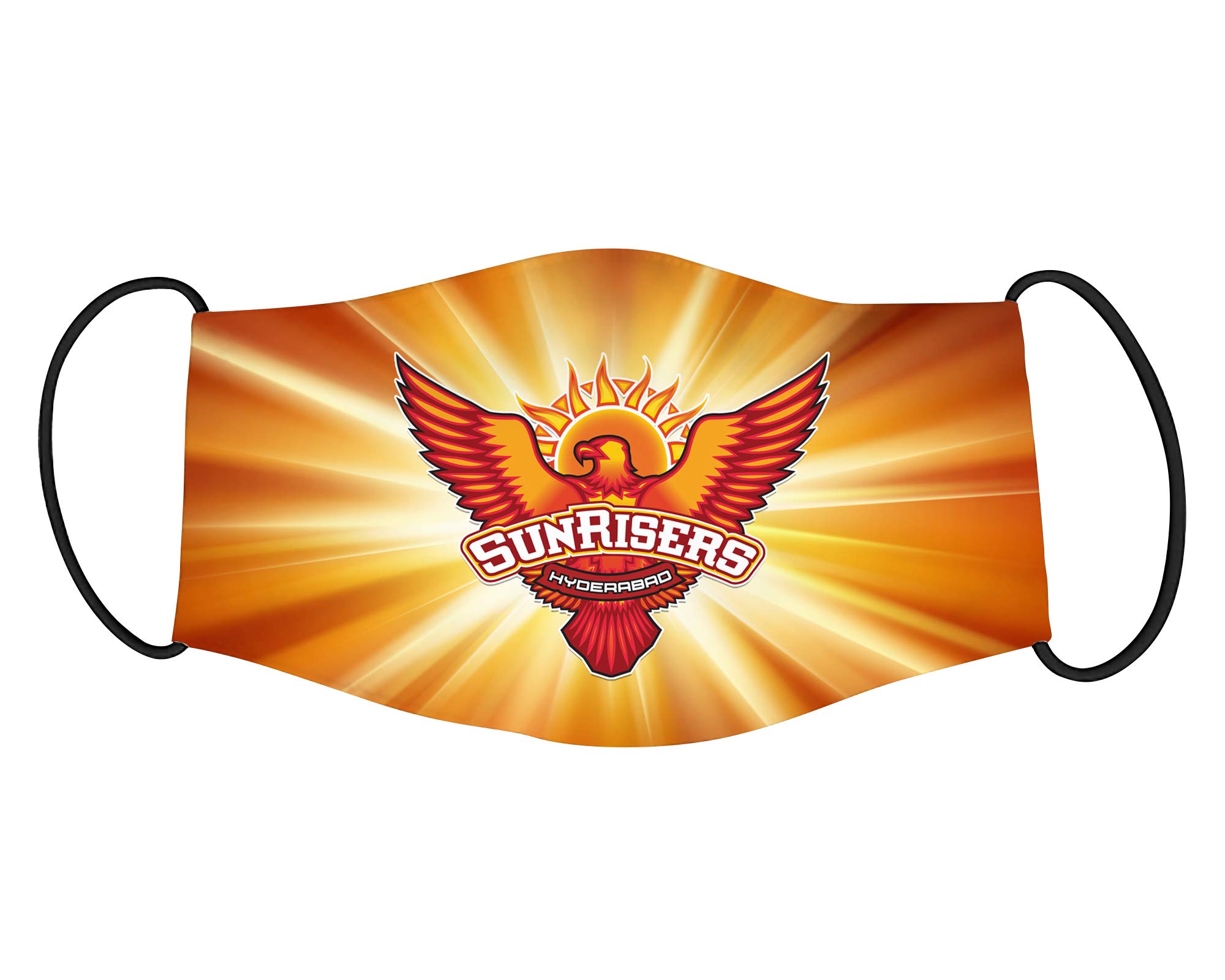 Vista IPL Team Sunrisers Hyderabad Mask -Cotton Reusable Washable Mask Size 20x13 cms with adjustable ear loops
