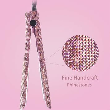 Sparkler Lava Ceramic Flat Iron, Special Edition, Hair Straightener for an Even2 Inch Titanium Flat Iron Rhinestone Straightening Iron, Salon High Heat 480 F, Instant Heat Up, Dual Voltage, Rose Pink