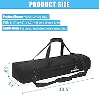 Vista 3 de TORIBIO Bolsa de trípode multifuncional de 33.5 pulgadas, funda de transporte de trípode resistente, funda para soporte de música, micrófono