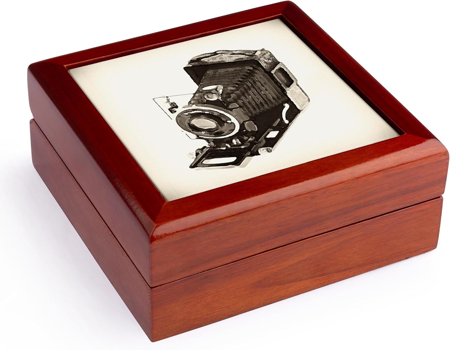 3dRose Classical Vintage Camera Jewelry Box 7 x 7 inch with 4 inch tile