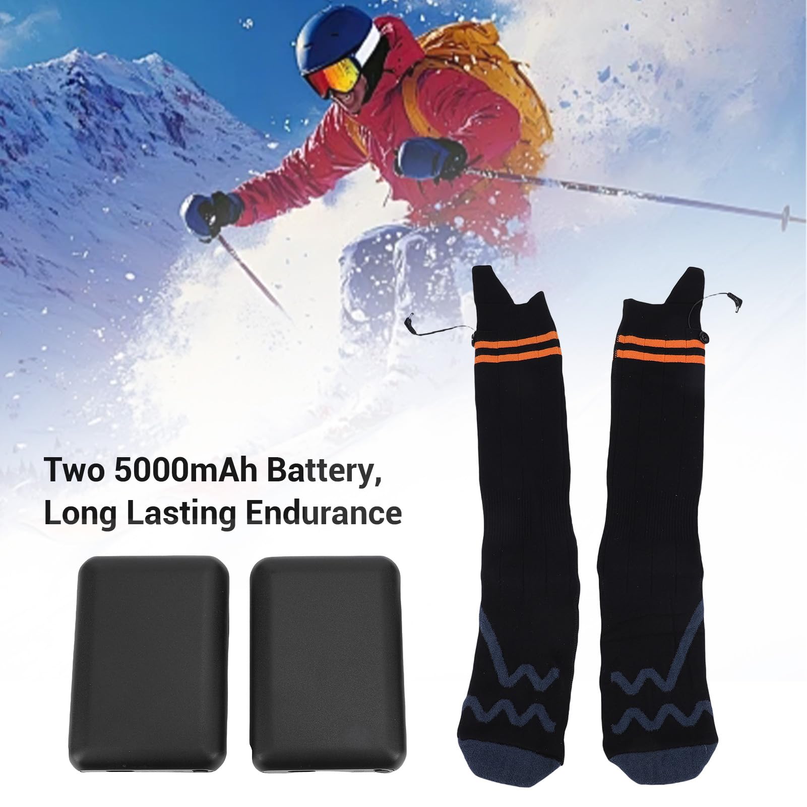 banapoy Calcetines Calentados para Hombres, Mujeres, Calcetines Eléctricos Recargables Calentados con 4 Ajustes de Temp, Calefacción Térmica para Caza, Campamento, Senderismo