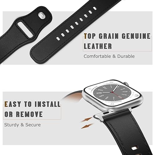 Miniatura 3 de Correa de cuero compatible con Apple Watch Ultra 2Ultra Band de 1.929 in, 1.772 in, 1.732 in, 1.654 in, correa de cuero genuino para mujeres y