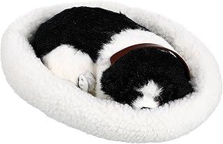 Amosfun Realistic Sleeping Dog Model Ornament 11.41X9.84X3.93In Lifelike Breathing Toy Plush Puppy Gift for Kids Child Birthday Home Decor