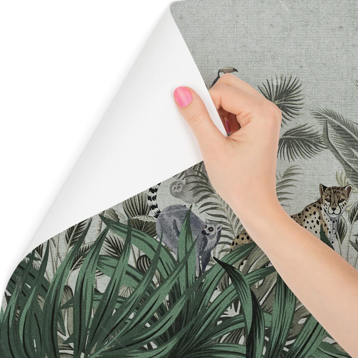 Fototapeta z włókniny, natura, dżungla, rośliny monstera, zwierzęta, 312 x 219 cm, nowoczesna tapeta XXL, małpka, ptaki, salon, sypialnia, biura, korytarz, tapeta ścienna szer. 312 cm x wys. 219 cm