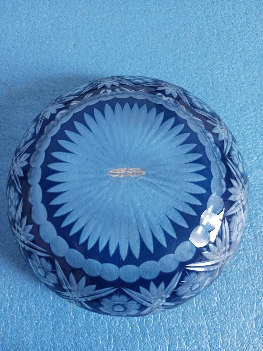 切子　盛鉢 Amazon.co.jp: 藍色切子 盛鉢 直径19cm 深皿 樋口陽久 曽根工芸 SONE