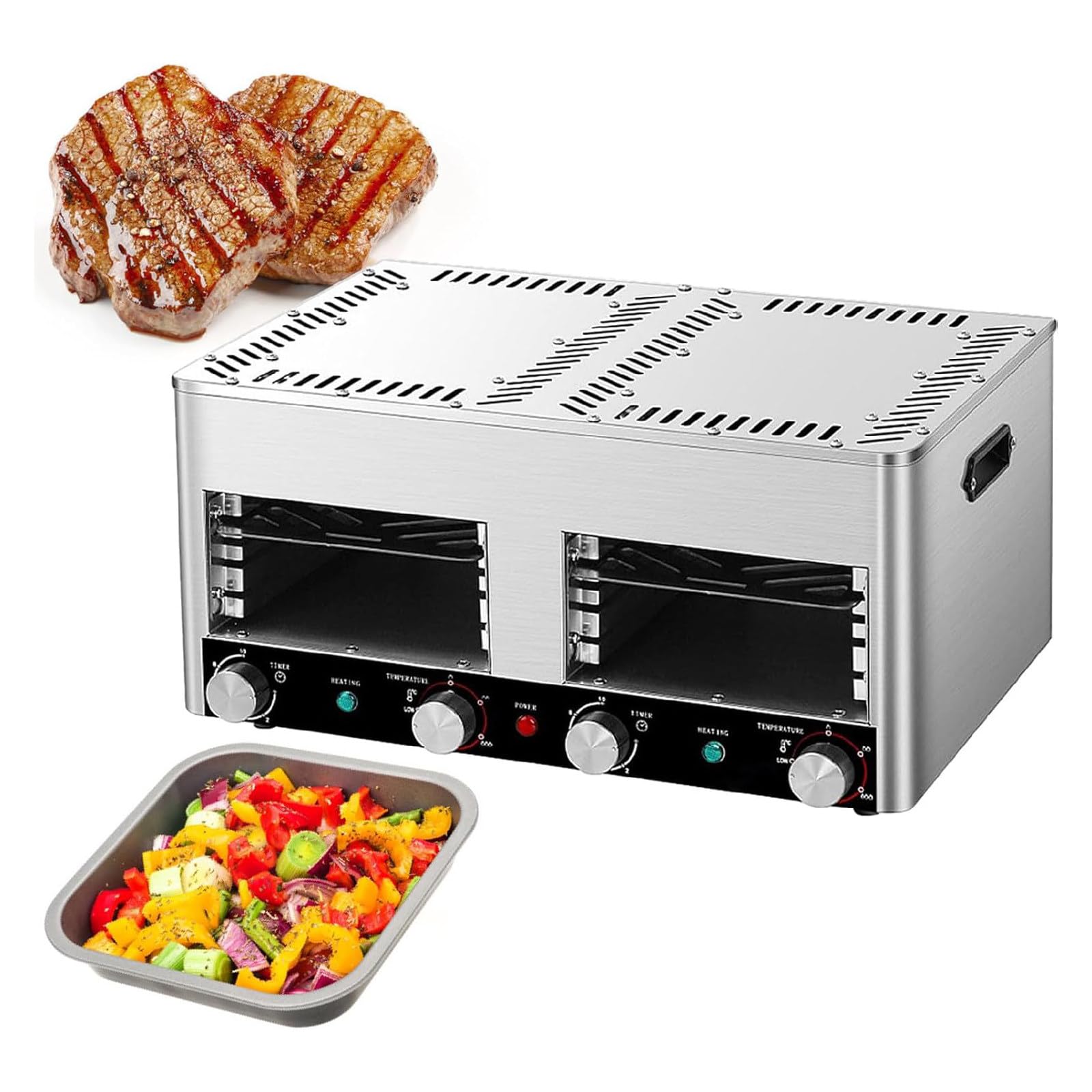 Bezdymny elektryczny grill na podczerwień do użytku w pomieszczeniach, elektryczny grill do steków, 800℃ stal nierdzewna do gotowania steków, komercyjny piekarnik elektryczny,B-220V