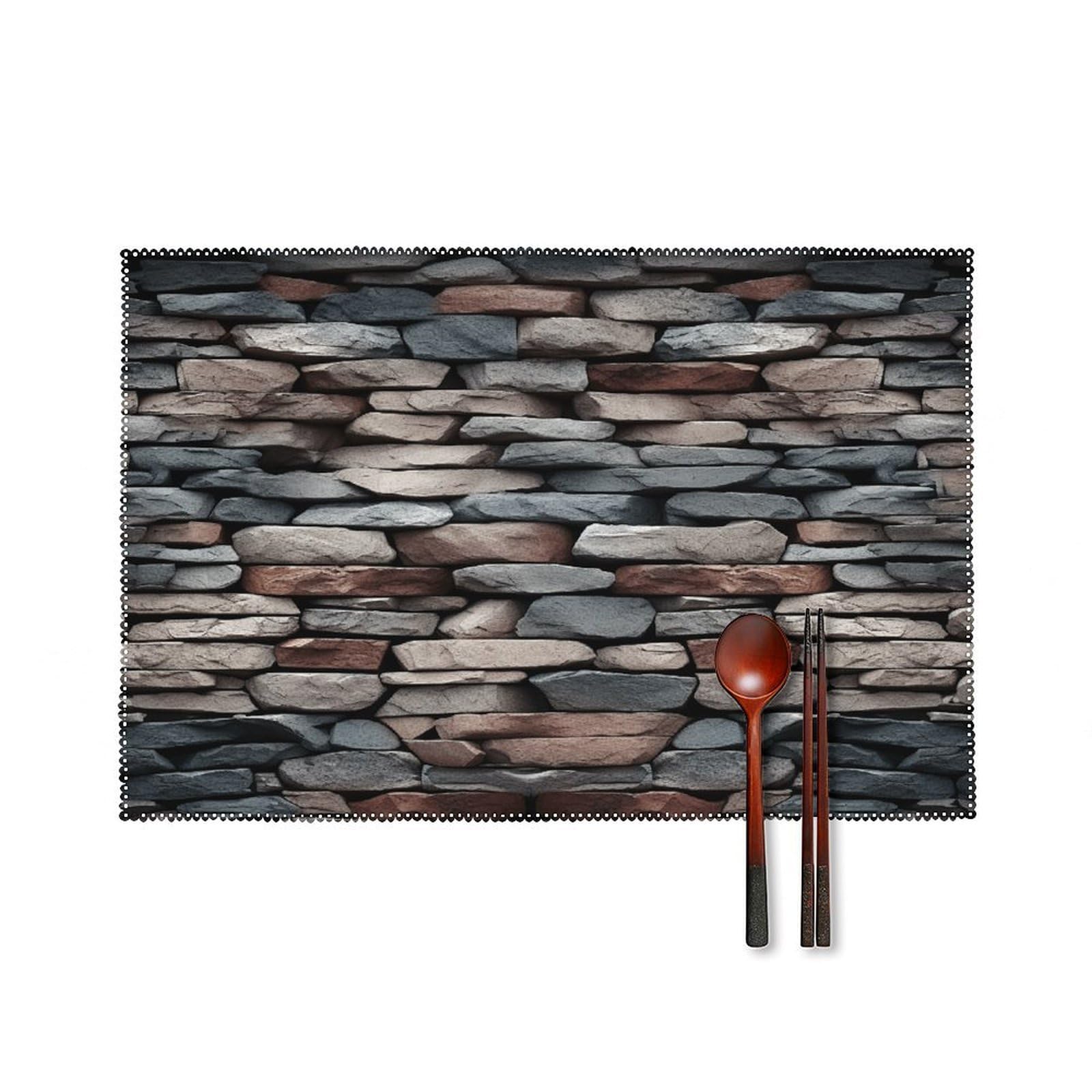 Stone Placemats Set of 6 Heat Resistant Non-Slip Place Mats Washable Wipeable Table Mats Elegant Farmhouse Placemat for Kitchen Dining Outdoor Party Table Decor