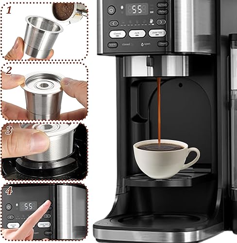 Miniatura 4 de 3 paquetes de tazas K reutilizables y cápsulas de café para cafetera Ninja PB051 y CFP101PB041, cápsulas K reutilizables de acero inoxidable 304