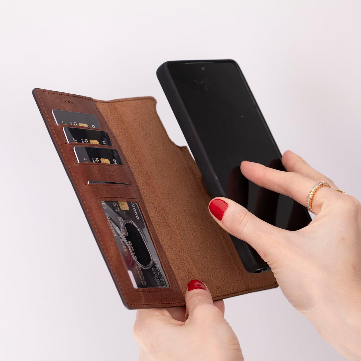 HARDISTON Premium Leather Handmade Wallet Case Compatible with Samsung Galaxy - Detachable Magnetic Flip Cover with Card Holder & Kickstand (Brown, Samsung Galaxy S26U (Ultra))