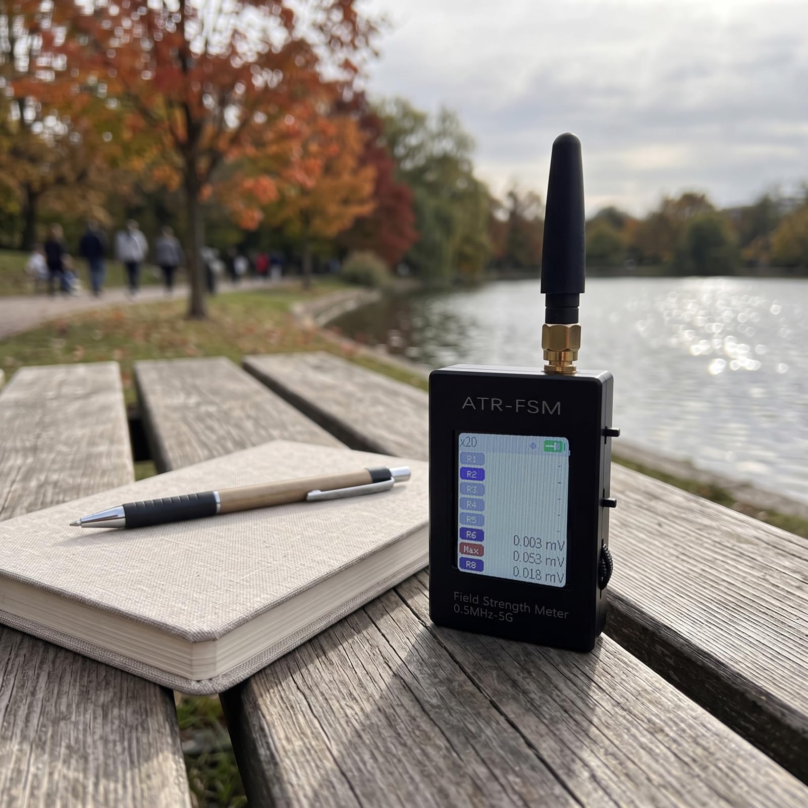 Zunate 0,5 MHz-5 GHz Digitales Feldstärkemessgerät, Tragbarer HF-Signalpegeltester mit SMA-KE-Antennenschnittstelle -70 DBm Bis +50 DBm, Wiederaufladbar über USB C