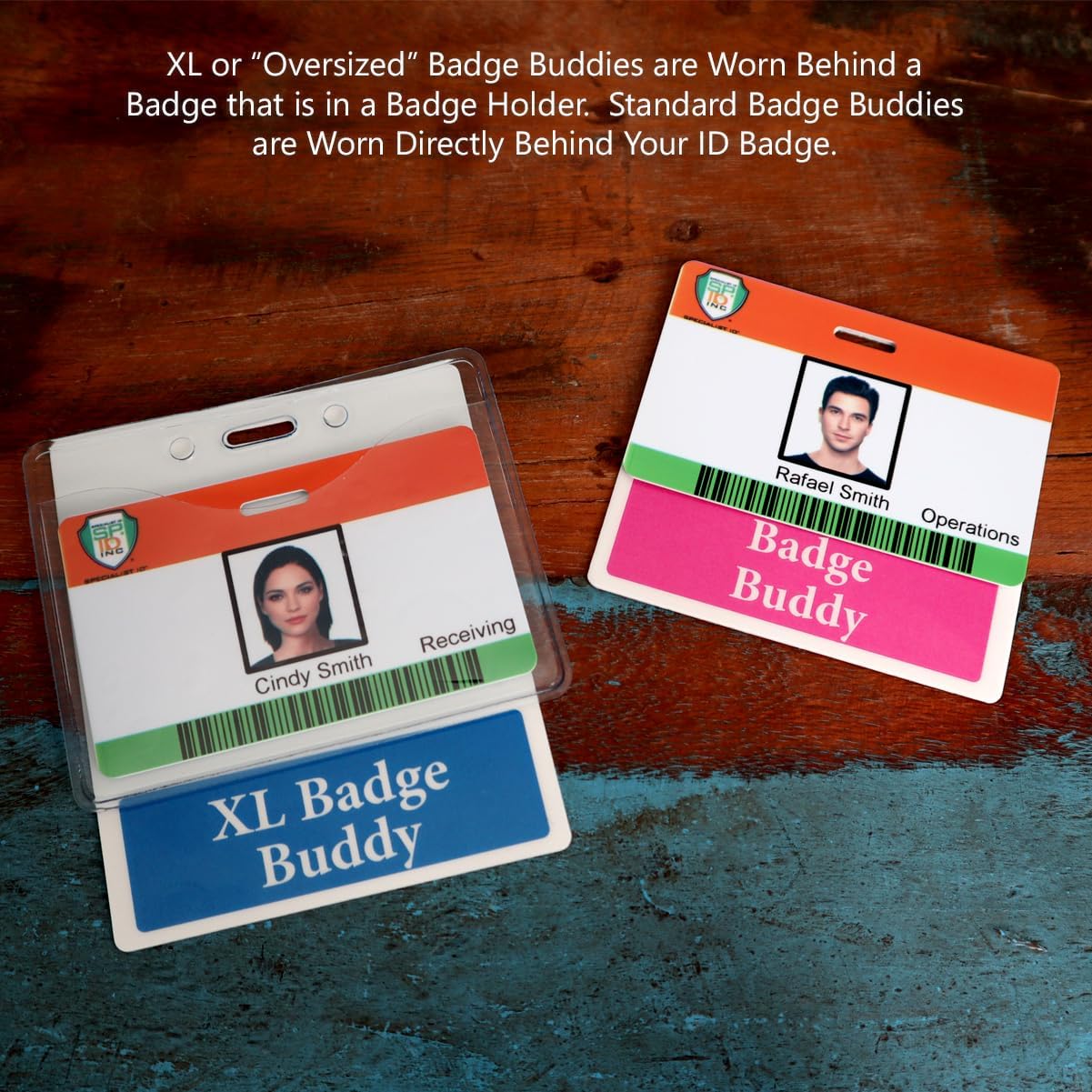 Bulk 20 Pack - Oversized Custom Badge Buddy Horizontal - Extra Large Badge Buddies Role I’D Backer Card for Nurses - 3 3/8 X 4 1/8 - Wear with I’D Holder - USA Printed by Specialist ID (Black)