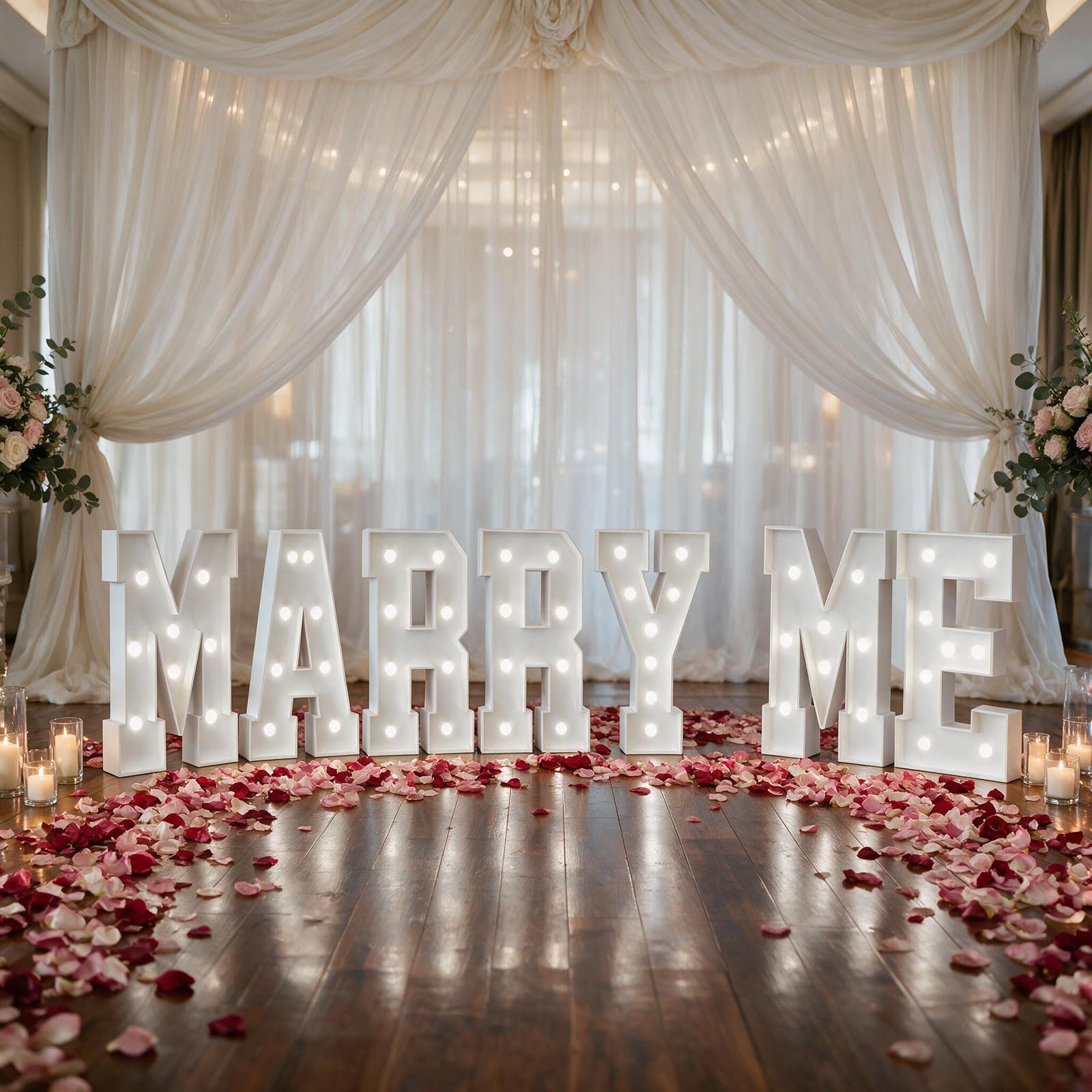 Marry Me rozświetla litery do dekoracji propozycji