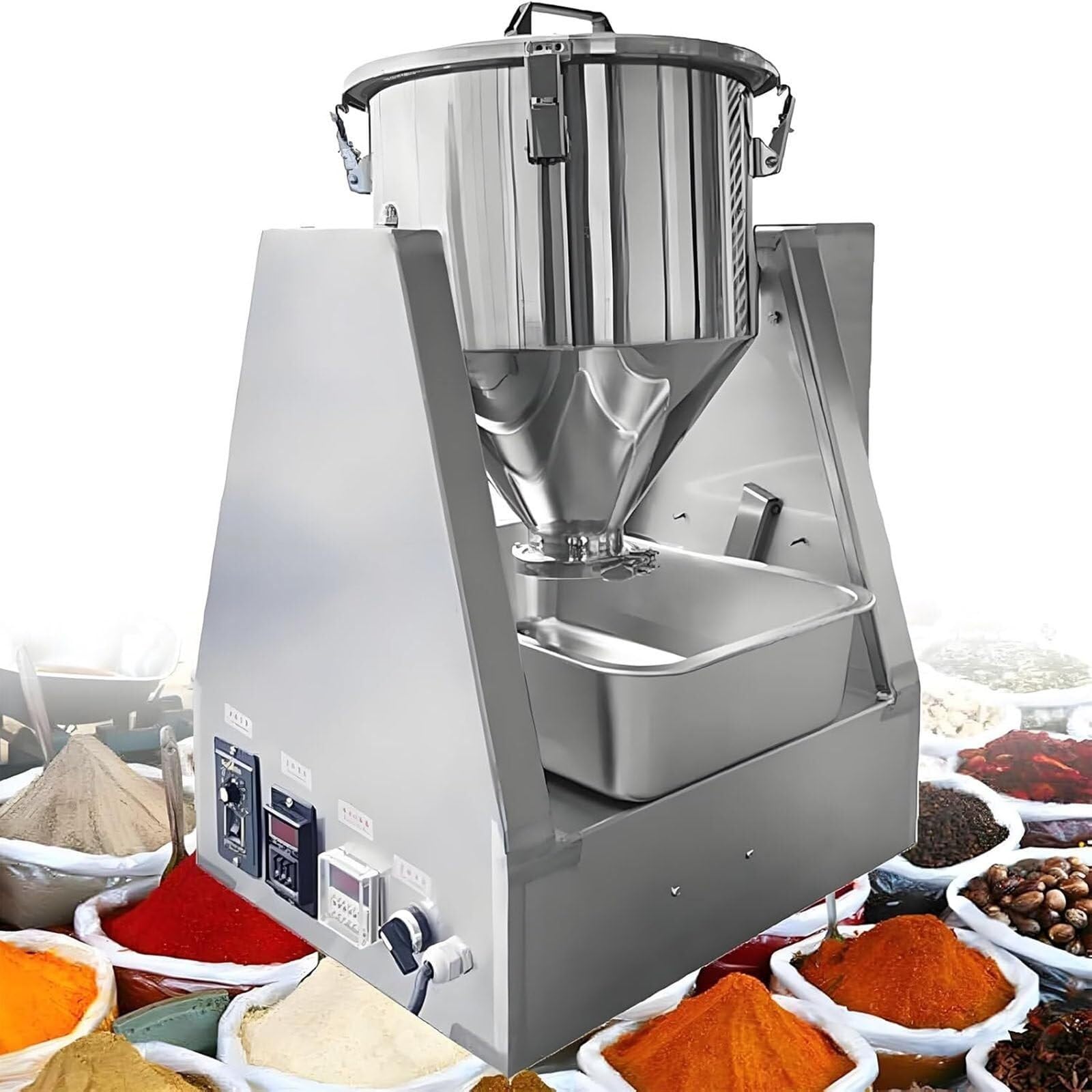 Mezclador de polvo seco de laboratorio, licuadora de partículas eléctrica con tambor de acero inoxidable for mezcla industrial y de laboratorio, pequeña máquina mezcladora de polvo seco(10L)