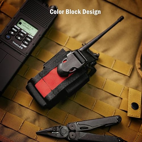 Miniatura 40 de VIPERADE MOLLE - Funda de radio universal para walkie talkie para cinturón y chaleco, soporte de radio táctico para Baofeng, Motorola Beige Bronceado