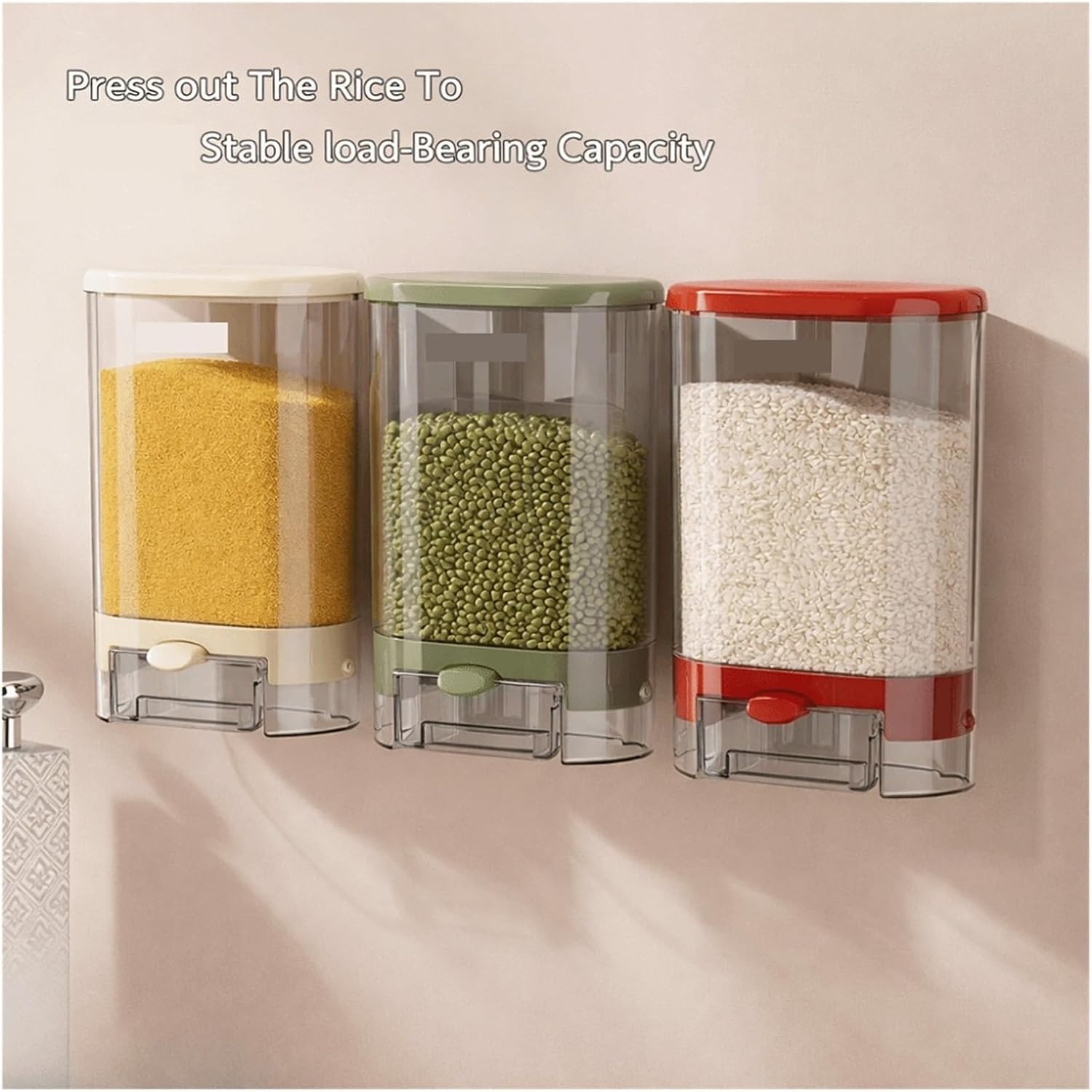 Multicolor Automatic Rice Dispenser - Wall Mounted Storage Container with Large Capacity, Sealed Design(1700ml-green)