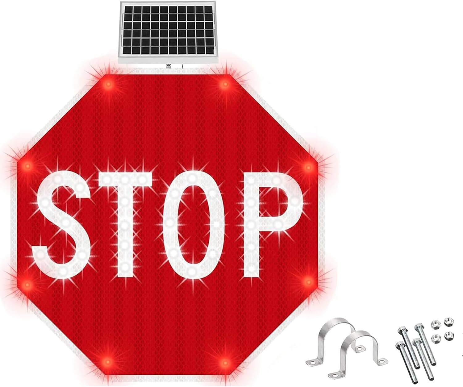 Flashing Solar LED Pedestrian Crossing Sign - All-Weather 24"/30" Traffic Warning Sign with Engineering Grade Reflective Film & Durable Aluminum for Enhanced Visibility