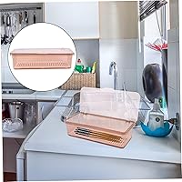 Vista 7 de Cabilock Soporte para utensilios para encimera con tapa, cesta escurridor de cubiertos, palillos de plástico, caja de almacenamiento de drenaje