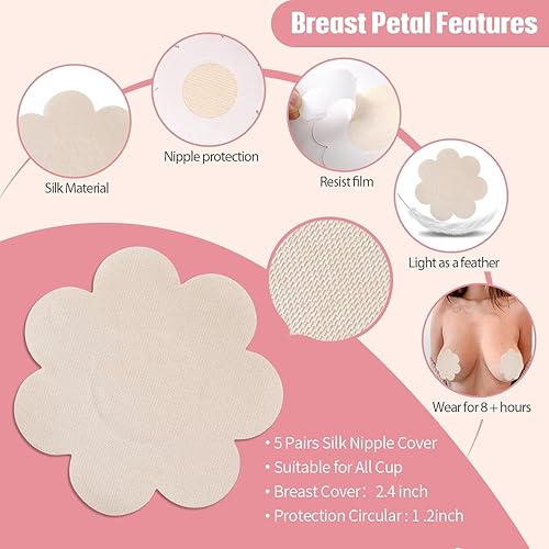 Miniatura 4 de Boob Tape, Breast Lift Tape, Boobtape for All Breasts A-DD, Instant Push UpBody Tape, with 10 pcs Satin Breast Petals