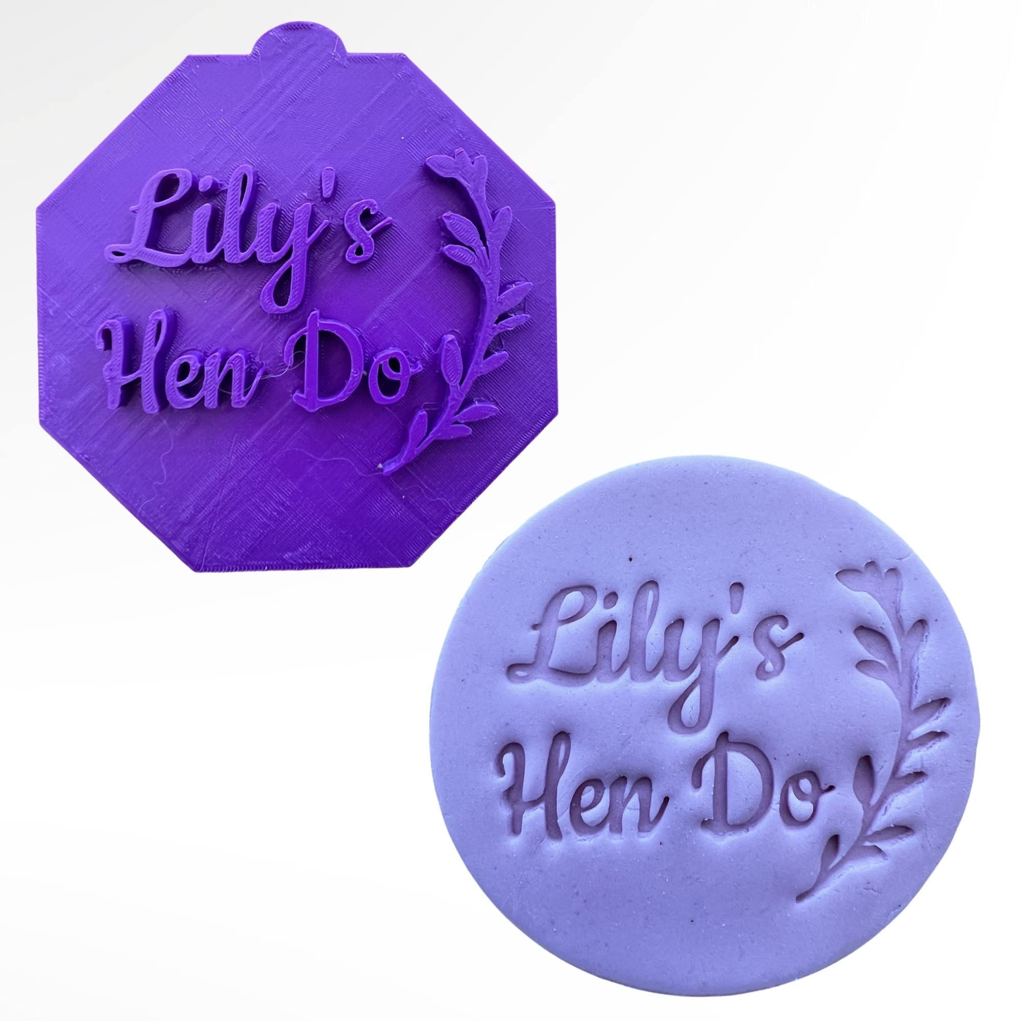 Personalised Hen Do Fondant Stamp with Half Flowers (Small - 6cm)