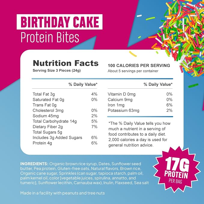 McCaffrey Protein Bites - Sabor a Pastel de Cumpleaños - 3 Bolsas de 4oz miniatura 2