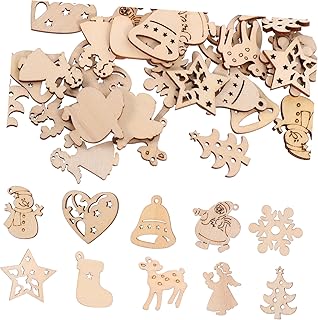 Toyvian Acessórios De Bricolage 100 Peças Enfeites De Madeira De Natal Graffiti Fatias De Madeira Em Branco Recortes De Natal Lascas De Madeira O Sino Desenho Animado