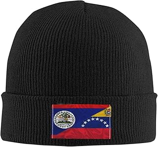 Belize Belizean and Venezuela Venezuelian Triangle Flag Classic Men's Warm Winter Hats Women Beanie Soft Warm Skull Cap Winter Headwear Hat Knit Cuffed Black